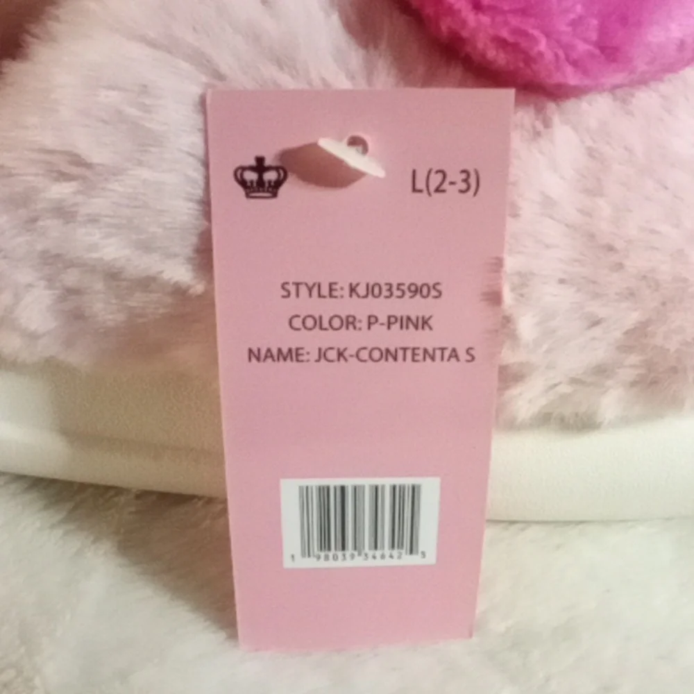 Juicy Couture Fuzzy Pink Heart Slippers SIZE 2/3 NWT!